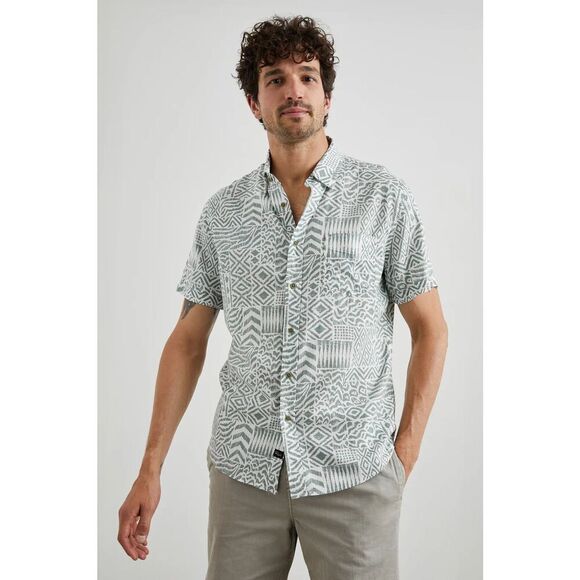 Rails Carson Block-Print Short-Sleeve Shirt Bambu Block Kalamata Mens XXL NWT - Picture 4 of 8